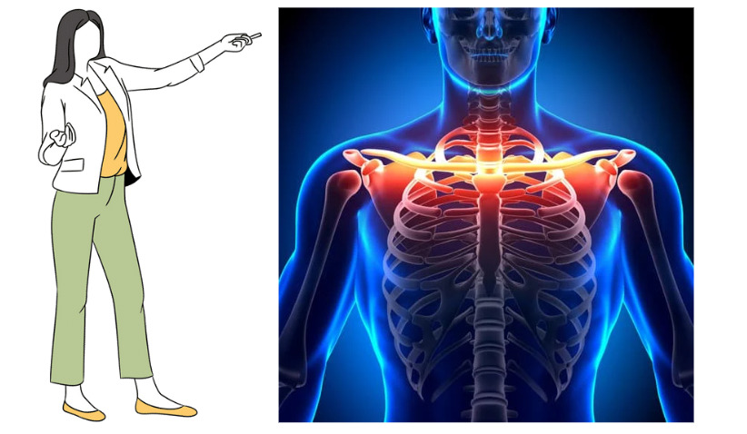骨を説明している女性の先生