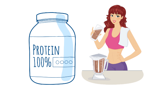 プロテイン飲んでいる女性