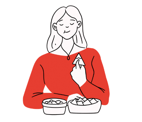 食べている女性