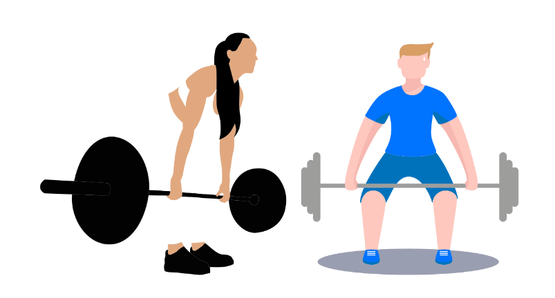 デッドリフトをしている男女