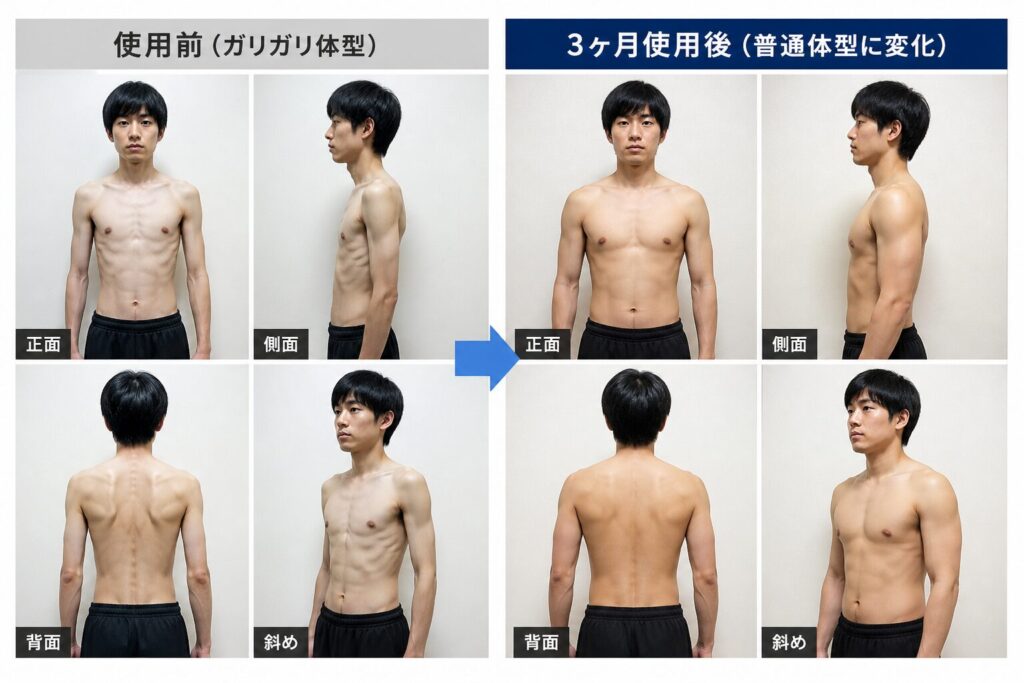 ガリガリから普通体型への変化