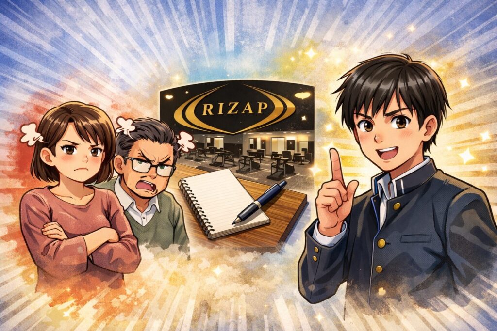 ライザップを高校生が親に説得している画像